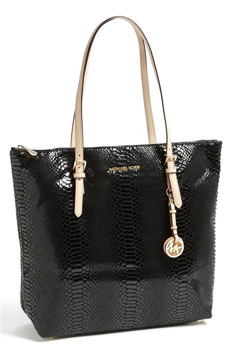 michael kors black tote amazon|michael kors black patent tote.